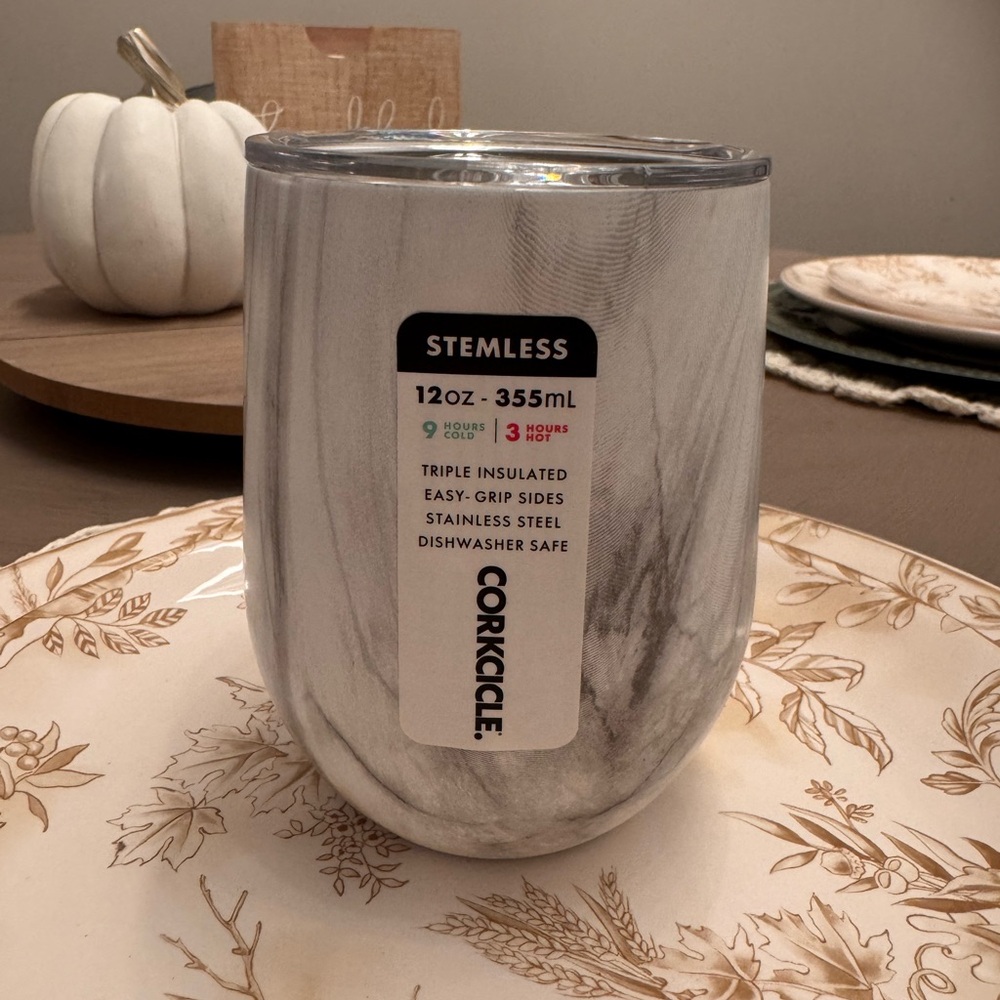 Corkcicle Marble Stemless Tumbler - Silver